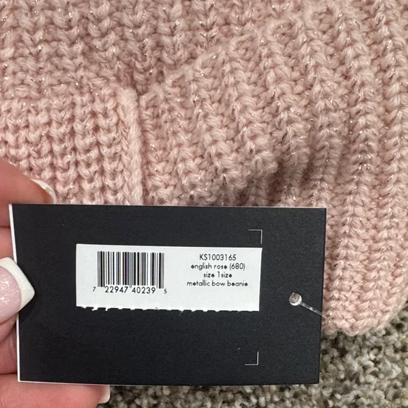 Kate Spade Blush Pink Knit Bow Hat - Picture 3 of 5